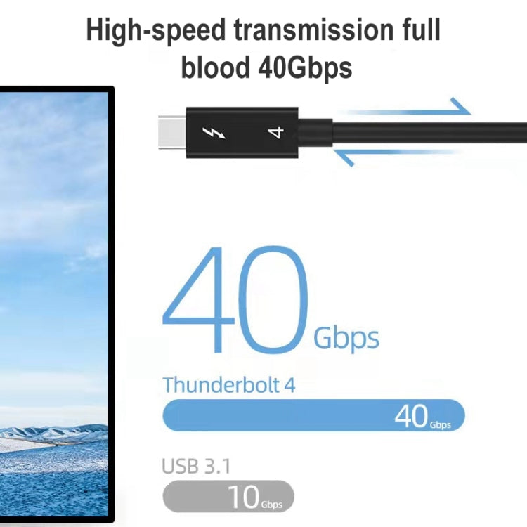 USB-C / Type-C Male to USB-C / Type-C Male Multi-function Transmission Cable for Thunderbolt 4, Cable Length:0.8m(Black)