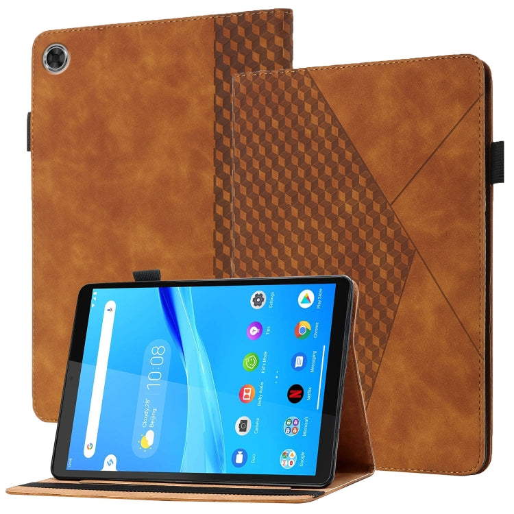 For Lenovo Tab M8 HD 8505X Rhombus Skin Feel Horizontal Flip Tablet Leather Case with Card Slots & Holder