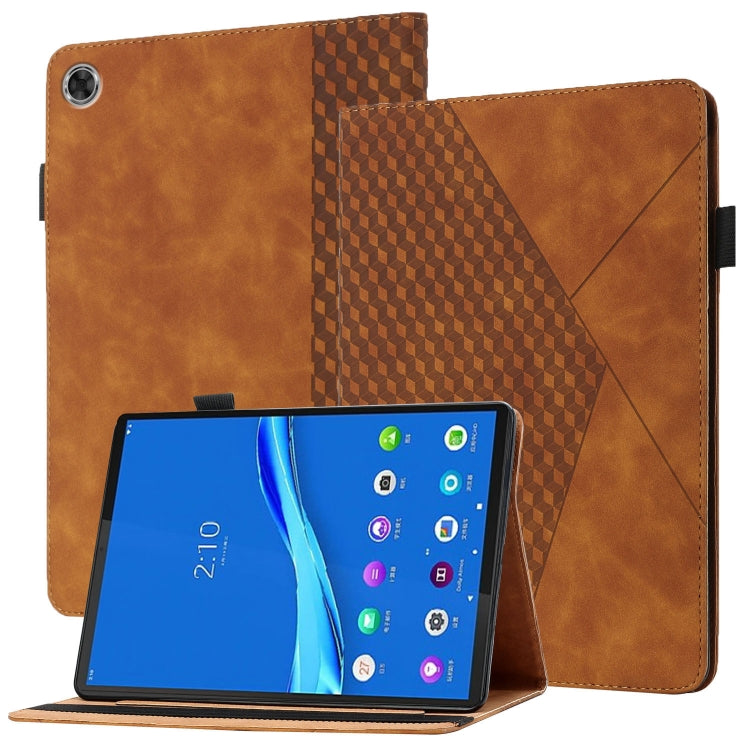 For Lenovo Tab M10 Plus Rhombus Skin Feel Horizontal Flip Tablet Leather Case with Card Slots & Holder