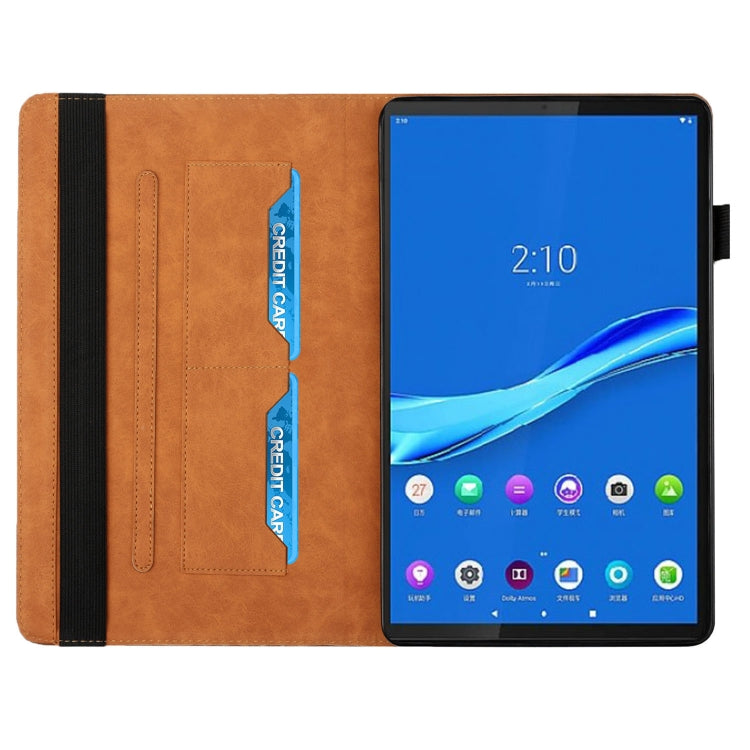 For Lenovo Tab M10 Plus Rhombus Skin Feel Horizontal Flip Tablet Leather Case with Card Slots & Holder