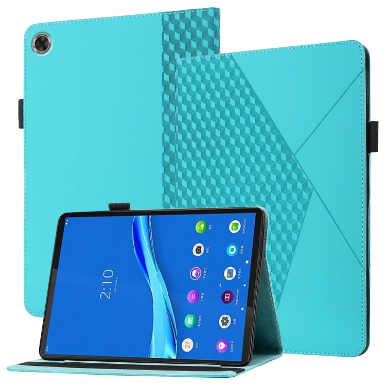 For Lenovo Tab M10 Plus Rhombus Skin Feel Horizontal Flip Tablet Leather Case with Card Slots & Holder
