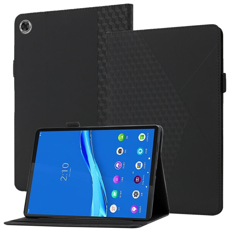 For Lenovo Tab M10 Plus Rhombus Skin Feel Horizontal Flip Tablet Leather Case with Card Slots & Holder