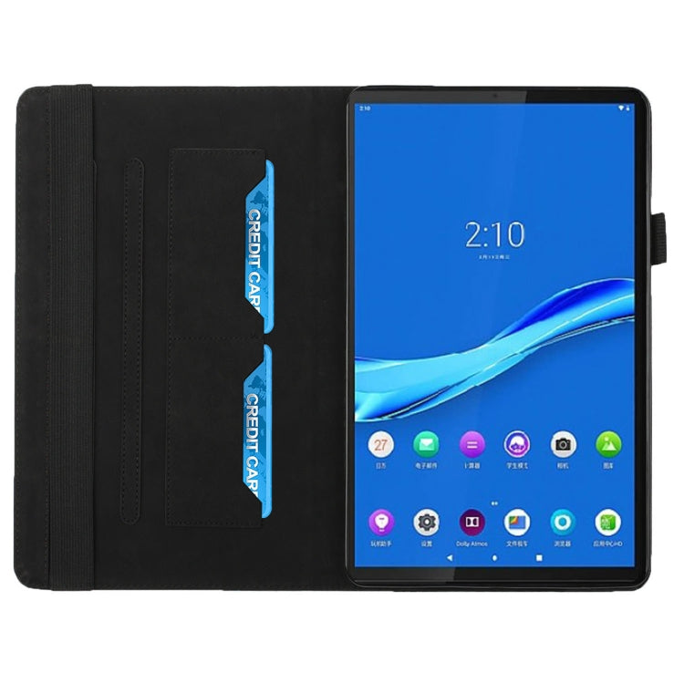 For Lenovo Tab M10 Plus Rhombus Skin Feel Horizontal Flip Tablet Leather Case with Card Slots & Holder