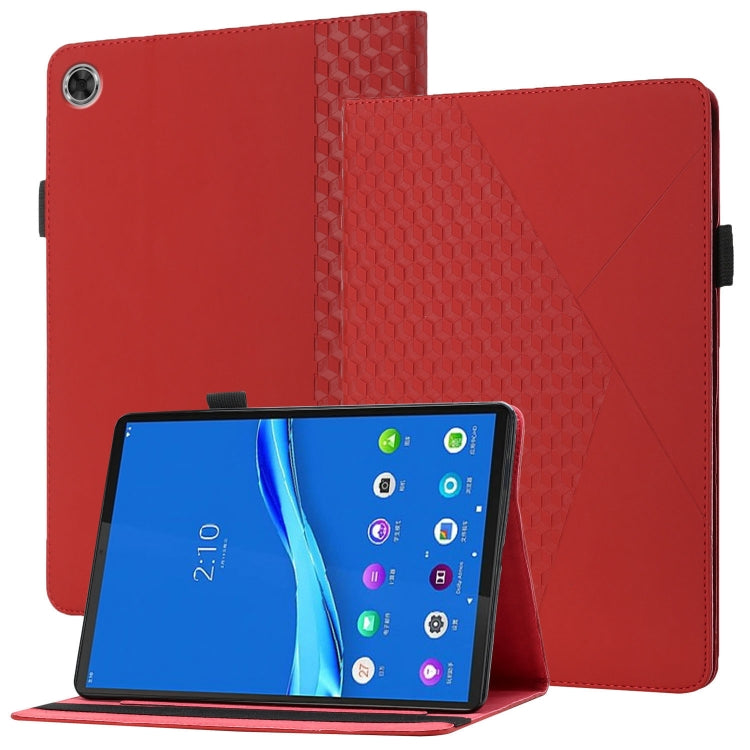 For Lenovo Tab M10 Plus Rhombus Skin Feel Horizontal Flip Tablet Leather Case with Card Slots & Holder