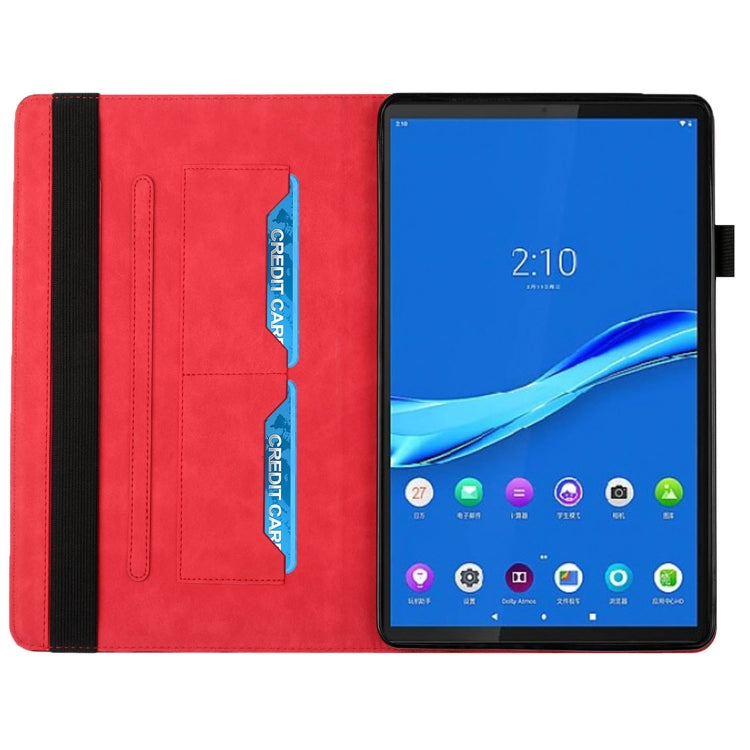 For Lenovo Tab M10 Plus Rhombus Skin Feel Horizontal Flip Tablet Leather Case with Card Slots & Holder