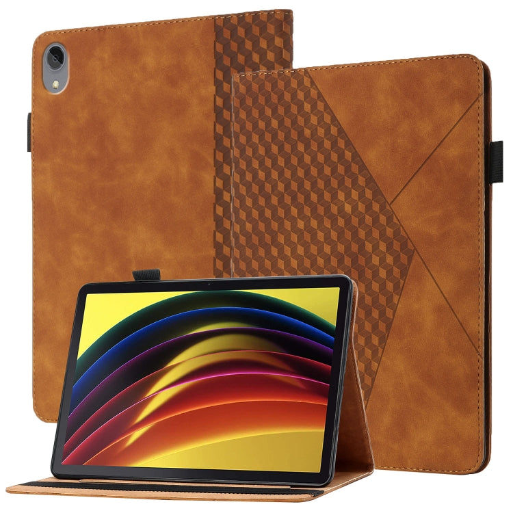 For Lenovo Tab P11 J606F Rhombus Skin Feel Horizontal Flip Tablet Leather Case with Card Slots & Holder