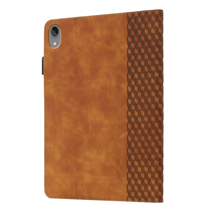 For Lenovo Tab P11 J606F Rhombus Skin Feel Horizontal Flip Tablet Leather Case with Card Slots & Holder
