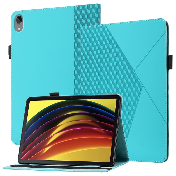 For Lenovo Tab P11 J606F Rhombus Skin Feel Horizontal Flip Tablet Leather Case with Card Slots & Holder