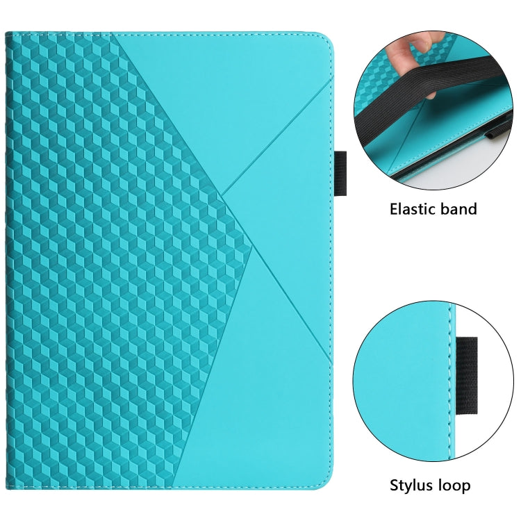 For Lenovo Tab P11 J606F Rhombus Skin Feel Horizontal Flip Tablet Leather Case with Card Slots & Holder