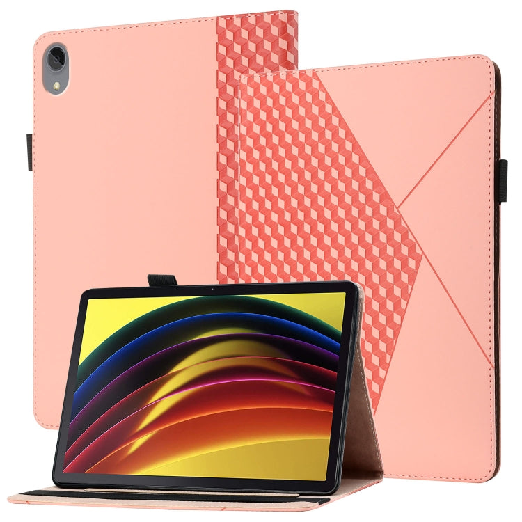 For Lenovo Tab P11 J606F Rhombus Skin Feel Horizontal Flip Tablet Leather Case with Card Slots & Holder