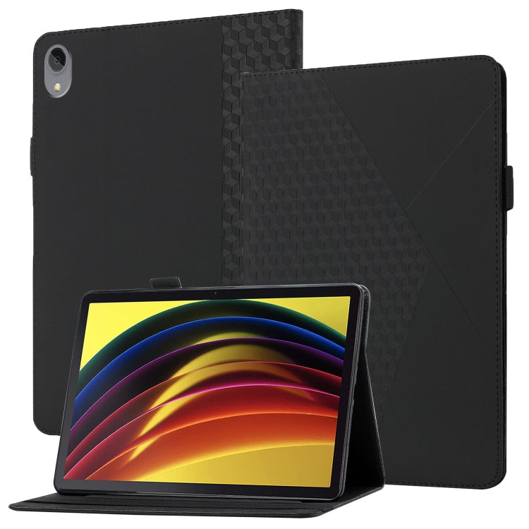 For Lenovo Tab P11 J606F Rhombus Skin Feel Horizontal Flip Tablet Leather Case with Card Slots & Holder