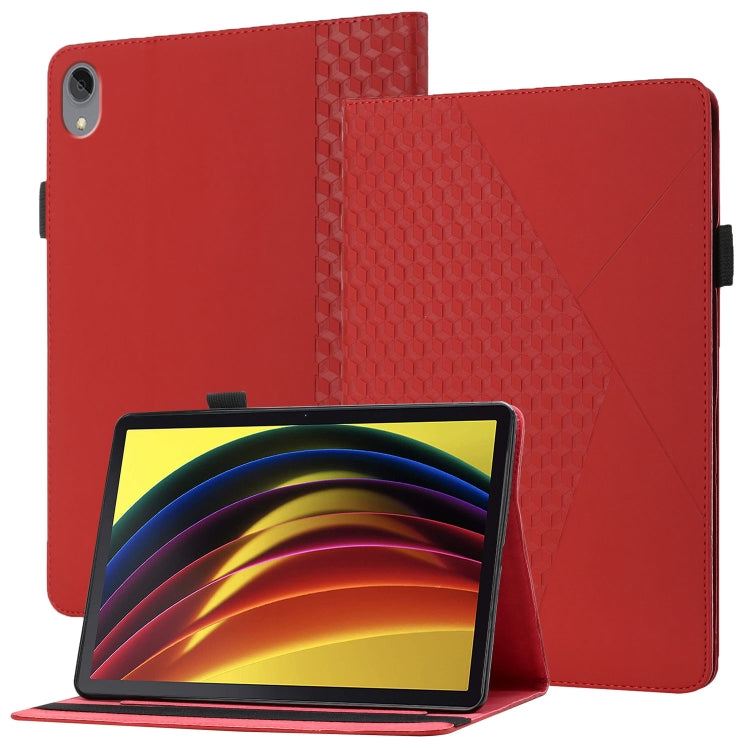 For Lenovo Tab P11 J606F Rhombus Skin Feel Horizontal Flip Tablet Leather Case with Card Slots & Holder