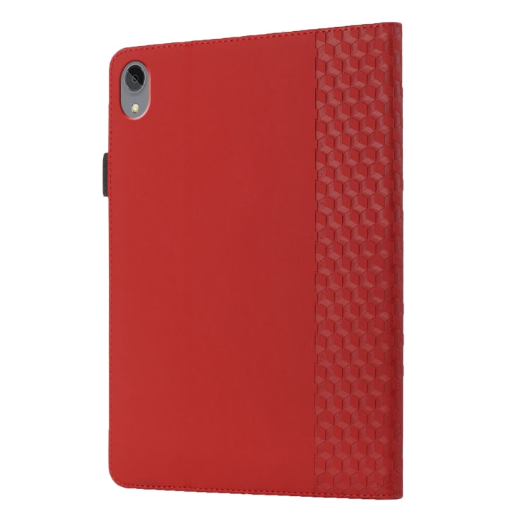 For Lenovo Tab P11 J606F Rhombus Skin Feel Horizontal Flip Tablet Leather Case with Card Slots & Holder