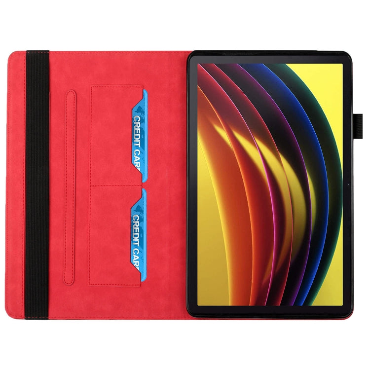 For Lenovo Tab P11 J606F Rhombus Skin Feel Horizontal Flip Tablet Leather Case with Card Slots & Holder