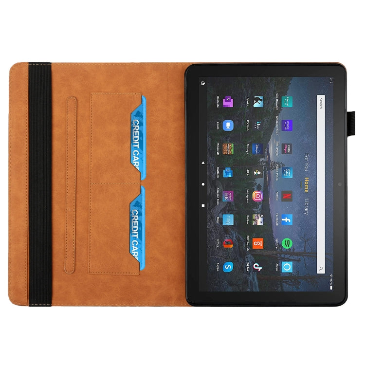 For Amazon Kindle Fire HD 10 2021 Rhombus Skin Feel Horizontal Flip Tablet Leather Case with Card Slots & Holder