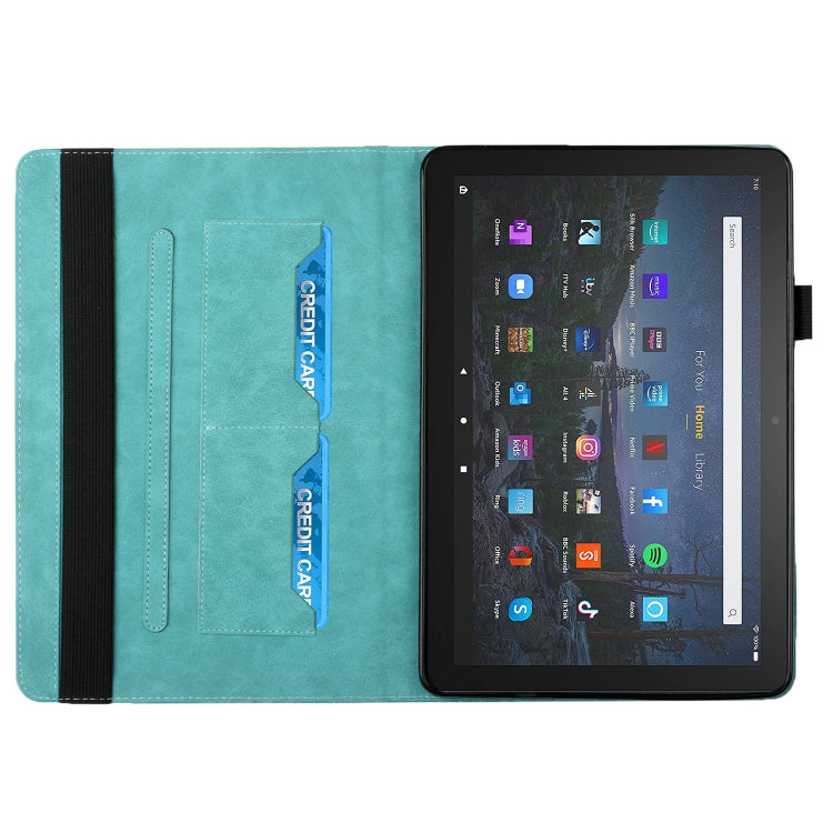 For Amazon Kindle Fire HD 10 2021 Rhombus Skin Feel Horizontal Flip Tablet Leather Case with Card Slots & Holder