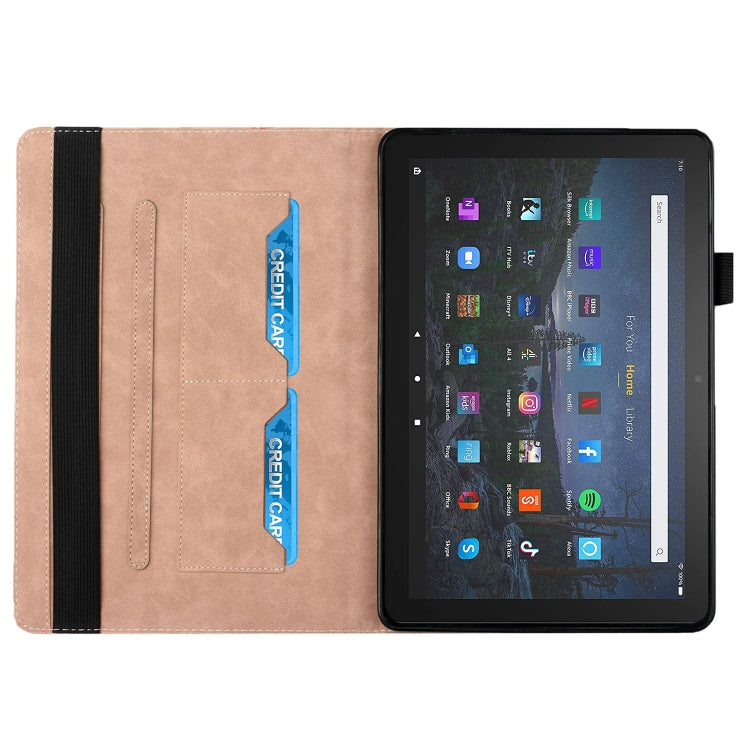 For Amazon Kindle Fire HD 10 2021 Rhombus Skin Feel Horizontal Flip Tablet Leather Case with Card Slots & Holder