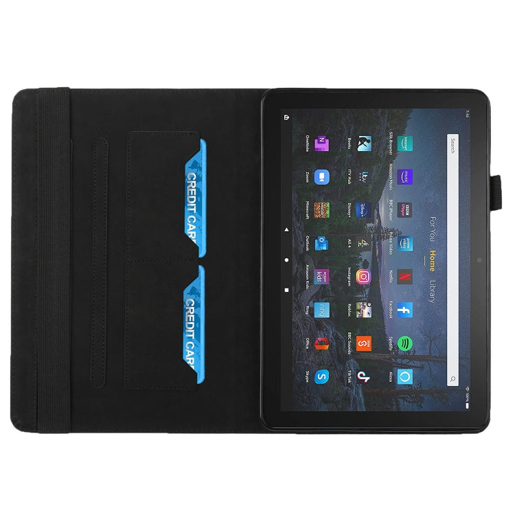 For Amazon Kindle Fire HD 10 2021 Rhombus Skin Feel Horizontal Flip Tablet Leather Case with Card Slots & Holder