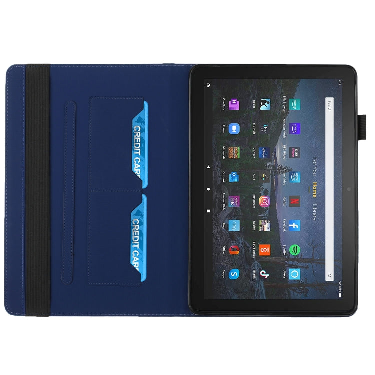 For Amazon Kindle Fire HD 10 2021 Rhombus Skin Feel Horizontal Flip Tablet Leather Case with Card Slots & Holder