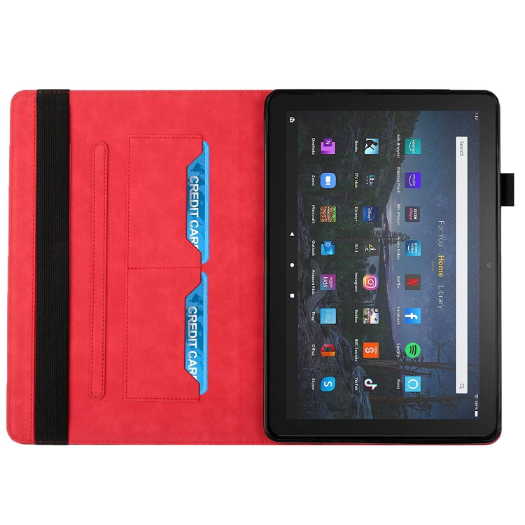 For Amazon Kindle Fire HD 10 2021 Rhombus Skin Feel Horizontal Flip Tablet Leather Case with Card Slots & Holder