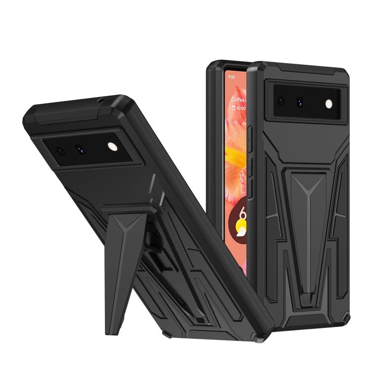 For Google Pixel 6 Super V Armor PC + TPU Shockproof Case with Holder