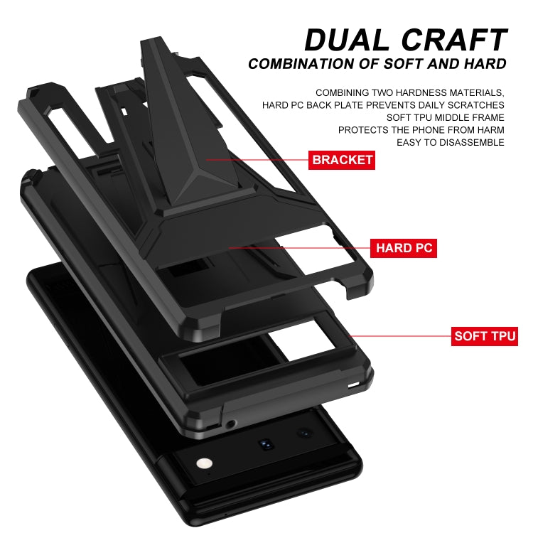 For Google Pixel 6 Super V Armor PC + TPU Shockproof Case with Holder