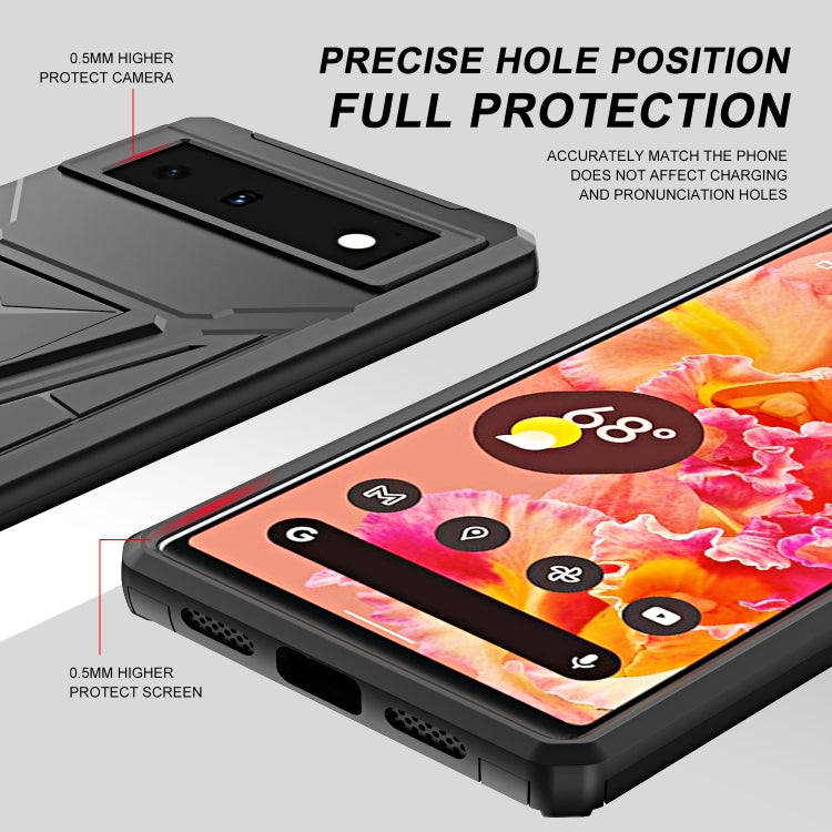 For Google Pixel 6 Super V Armor PC + TPU Shockproof Case with Holder