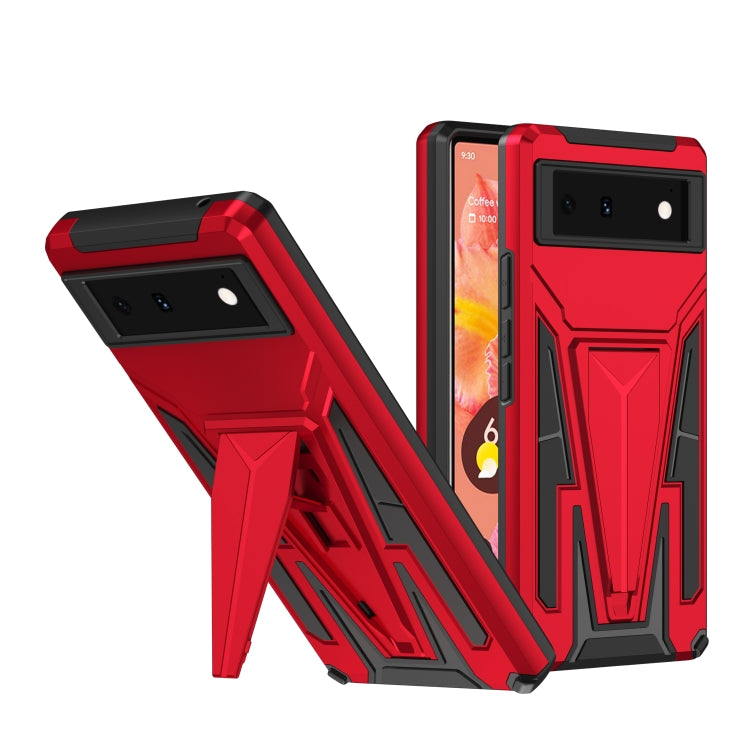 For Google Pixel 6 Super V Armor PC + TPU Shockproof Case with Holder