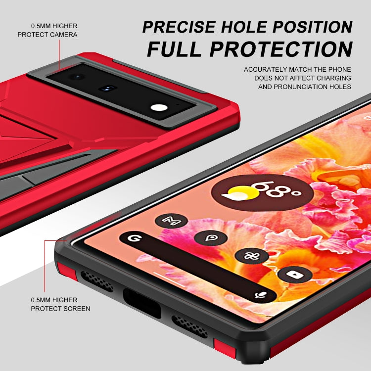 For Google Pixel 6 Super V Armor PC + TPU Shockproof Case with Holder