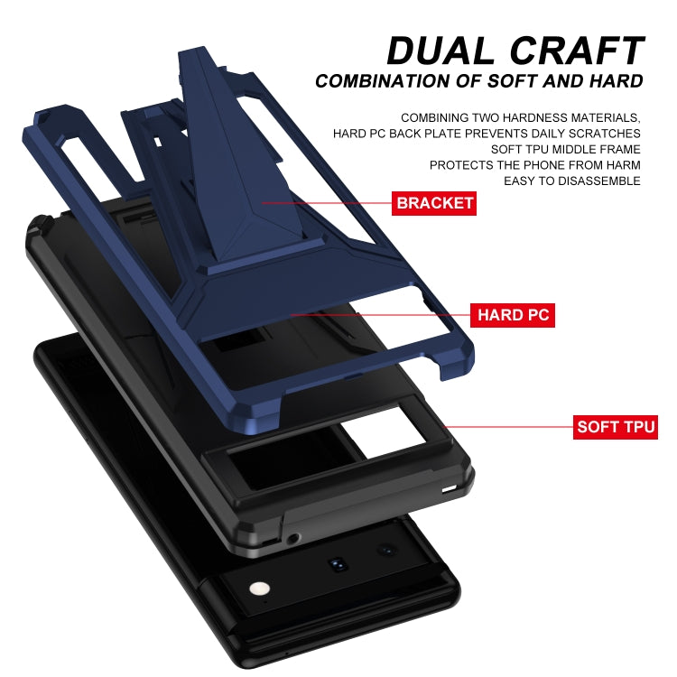 For Google Pixel 6 Super V Armor PC + TPU Shockproof Case with Holder