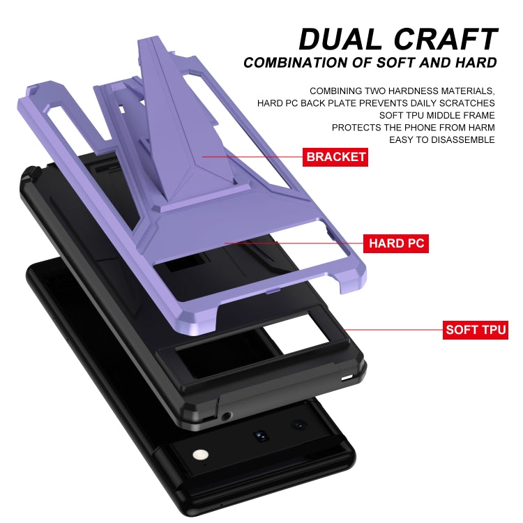 For Google Pixel 6 Super V Armor PC + TPU Shockproof Case with Holder