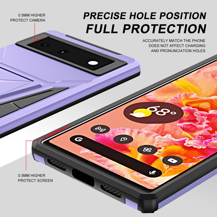 For Google Pixel 6 Super V Armor PC + TPU Shockproof Case with Holder