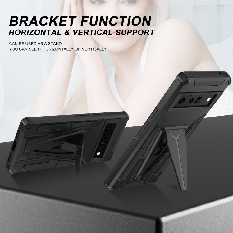 For Google Pixel 6 Pro Super V Armor PC + TPU Shockproof Case with Holder