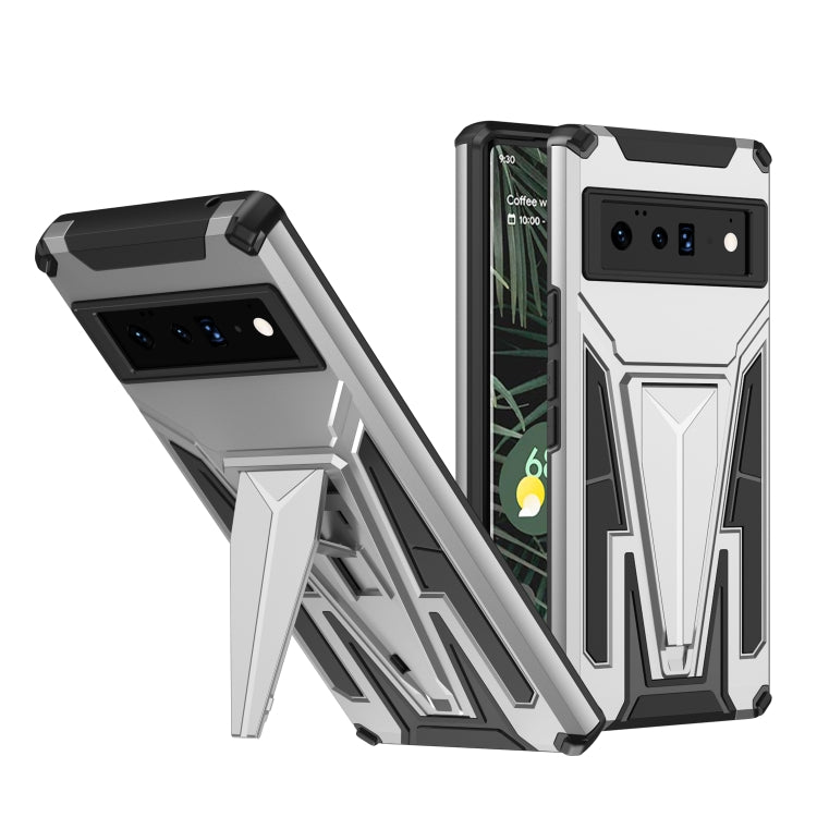 For Google Pixel 6 Pro Super V Armor PC + TPU Shockproof Case with Holder