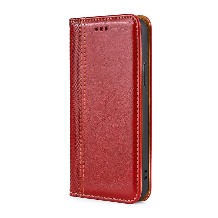 For Samsung Galaxy S22 5G Grid Texture Magnetic PU + TPU Horizontal Flip Leather Case with Holder & Card Slot