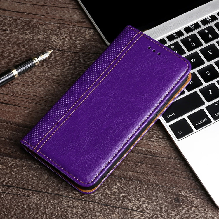 For Samsung Galaxy S22 5G Grid Texture Magnetic PU + TPU Horizontal Flip Leather Case with Holder & Card Slot