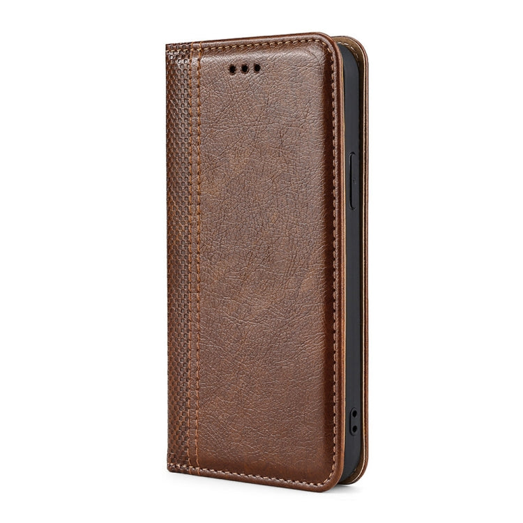For Samsung Galaxy S22 5G Grid Texture Magnetic PU + TPU Horizontal Flip Leather Case with Holder & Card Slot