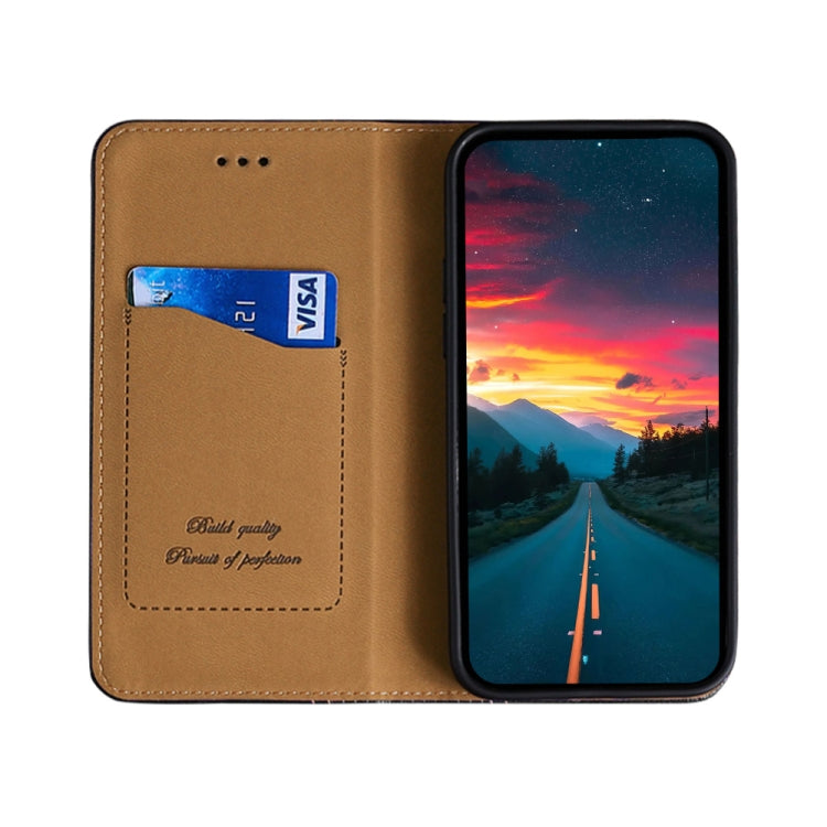 For Samsung Galaxy S22+ 5G Grid Texture Magnetic PU + TPU Horizontal Flip Leather Case with Holder & Card Slot