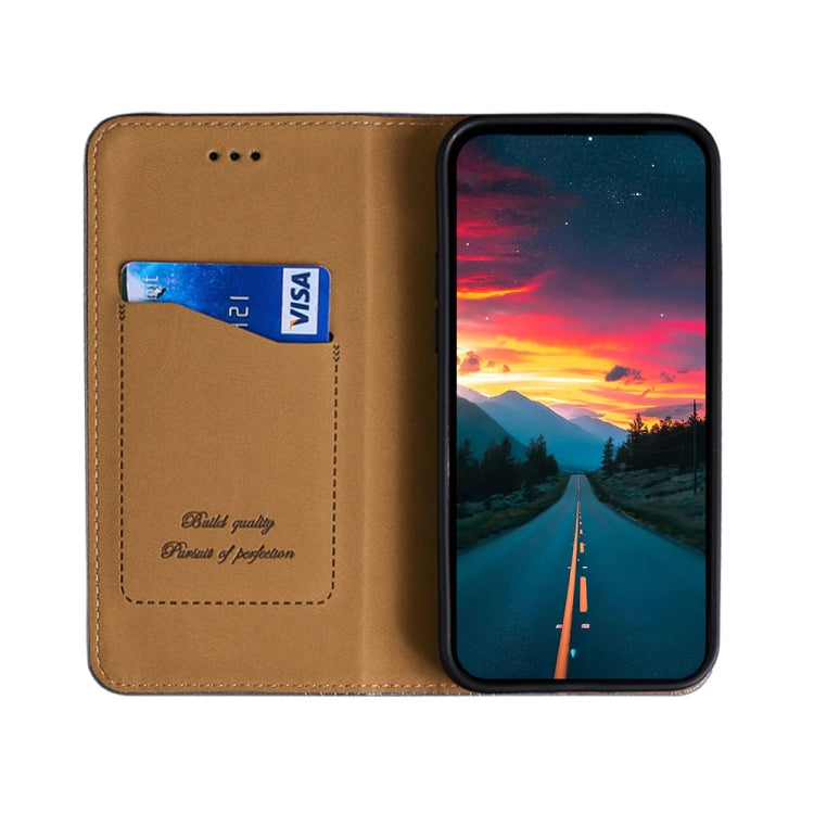 For Samsung Galaxy S22+ 5G Grid Texture Magnetic PU + TPU Horizontal Flip Leather Case with Holder & Card Slot