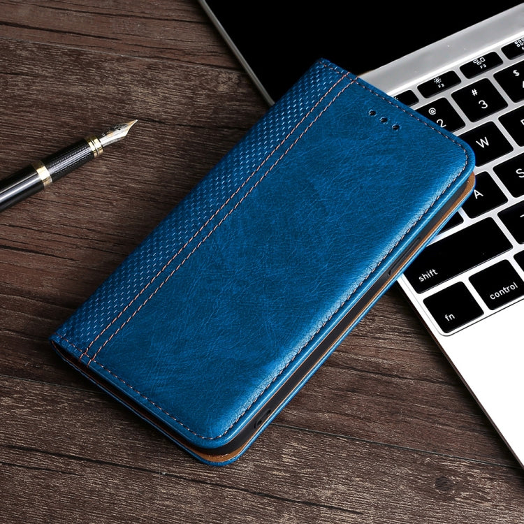 For Samsung Galaxy S22+ 5G Grid Texture Magnetic PU + TPU Horizontal Flip Leather Case with Holder & Card Slot