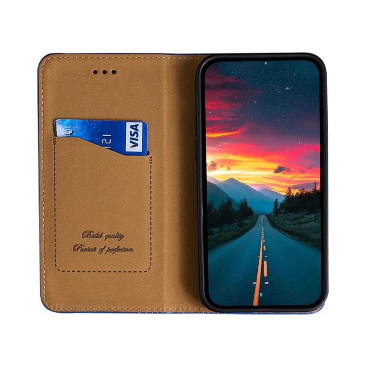 For Samsung Galaxy S22+ 5G Grid Texture Magnetic PU + TPU Horizontal Flip Leather Case with Holder & Card Slot
