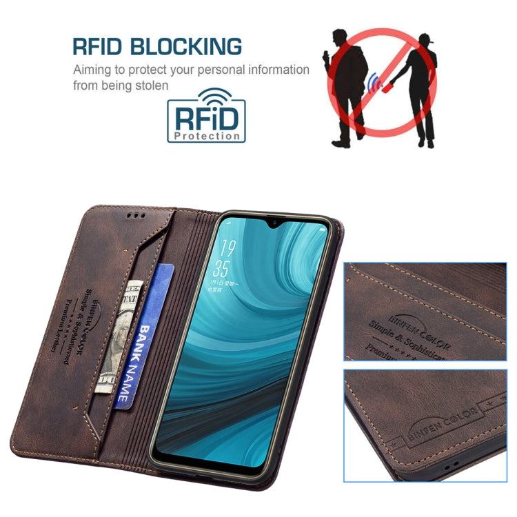 For OPPO A7 Magnetic RFID Blocking Anti-Theft Leather Case with Holder & Card Slots & Wallet