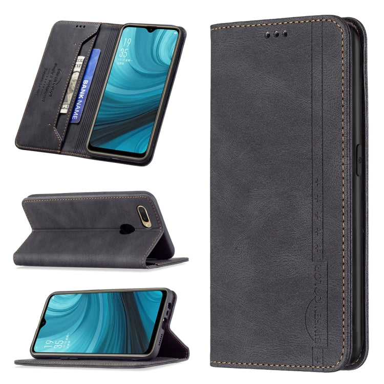 For OPPO A7 Magnetic RFID Blocking Anti-Theft Leather Case with Holder & Card Slots & Wallet