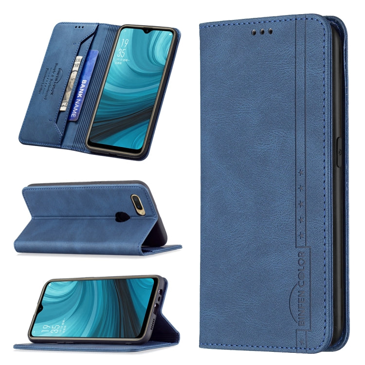 For OPPO A7 Magnetic RFID Blocking Anti-Theft Leather Case with Holder & Card Slots & Wallet