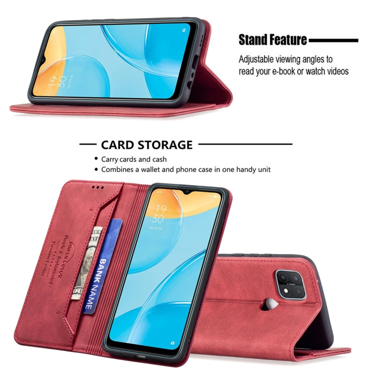 For OPPO A15 Magnetic RFID Blocking Anti-Theft Leather Case with Holder & Card Slots & Wallet