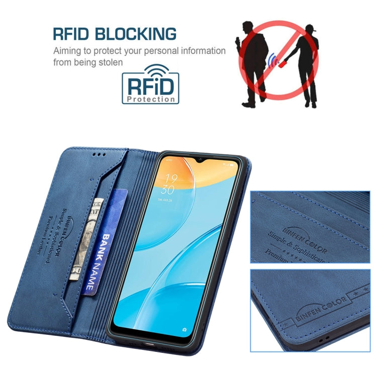 For OPPO A15 Magnetic RFID Blocking Anti-Theft Leather Case with Holder & Card Slots & Wallet