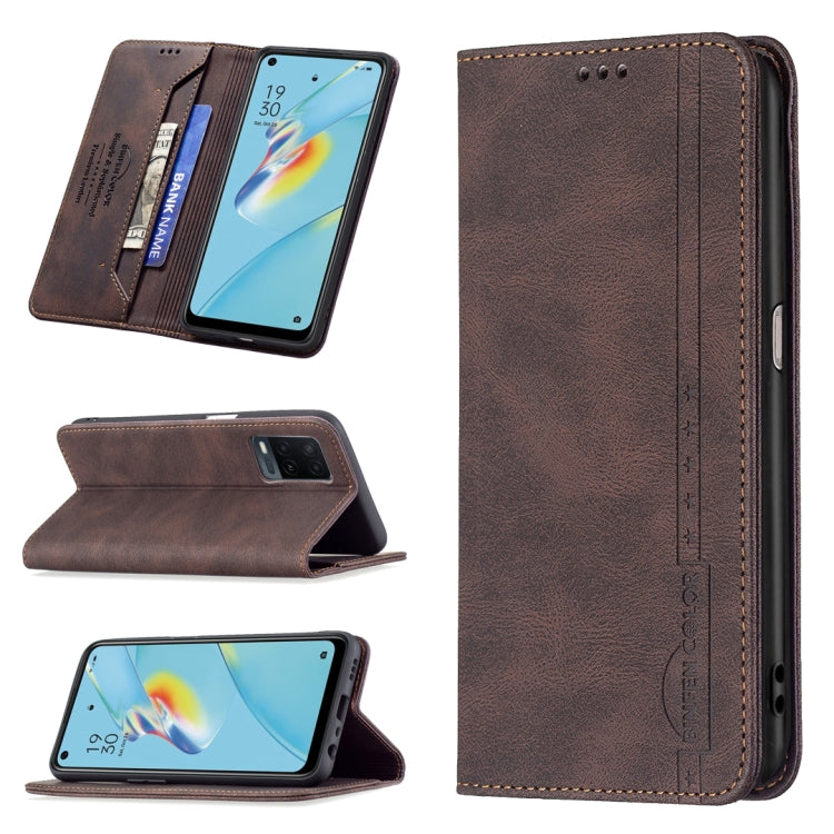 For OPPO A54 4G Magnetic RFID Blocking Anti-Theft Leather Case with Holder & Card Slots & Wallet
