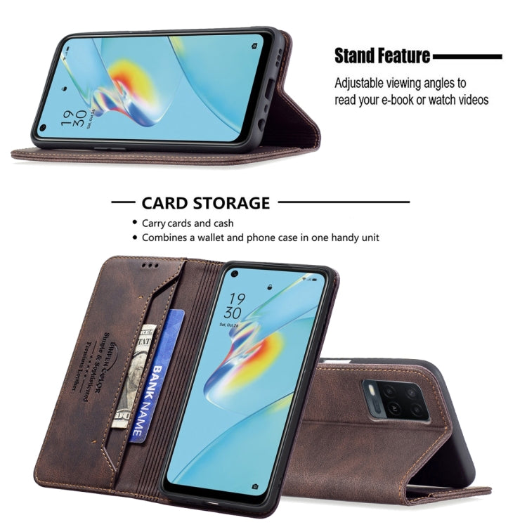 For OPPO A54 4G Magnetic RFID Blocking Anti-Theft Leather Case with Holder & Card Slots & Wallet