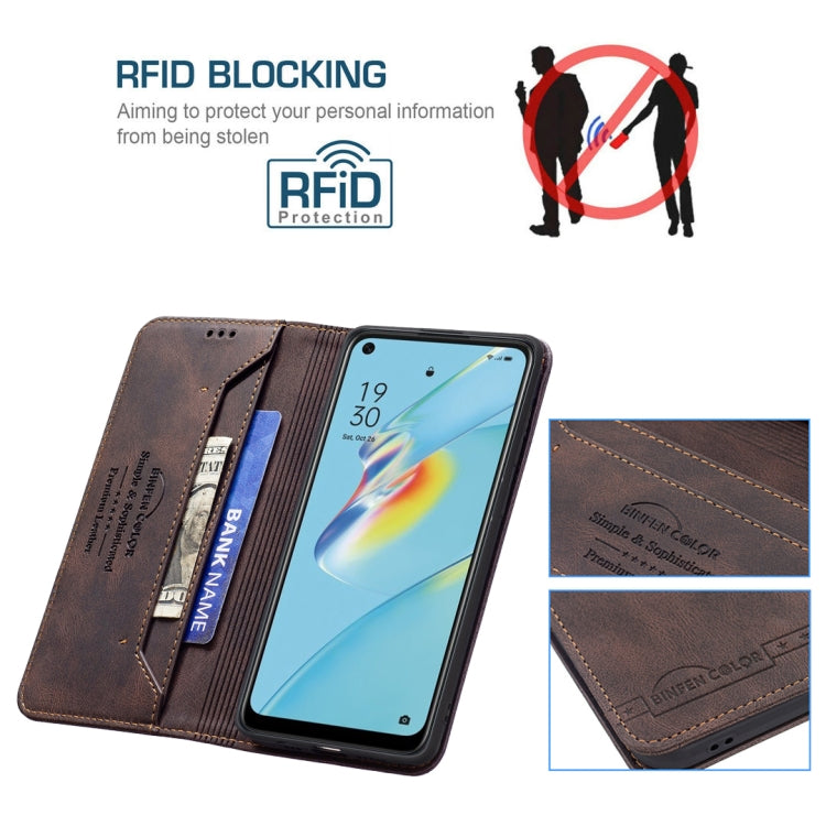 For OPPO A54 4G Magnetic RFID Blocking Anti-Theft Leather Case with Holder & Card Slots & Wallet