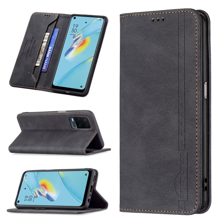 For OPPO A54 4G Magnetic RFID Blocking Anti-Theft Leather Case with Holder & Card Slots & Wallet